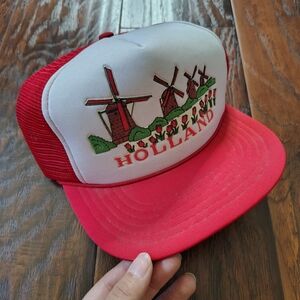 Vintage 80s Holland red trucker Cap Hat